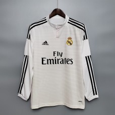 Real Madrid 14/15 Home White Long Sleeve Soccer Jersey